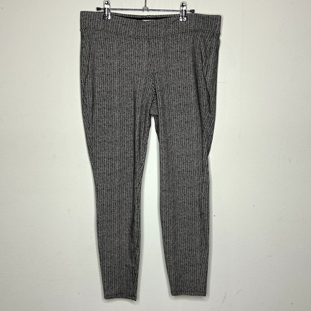 Old Navy Black Cream Herringbone Elastic Waistband Pull-On Leggings Size Large